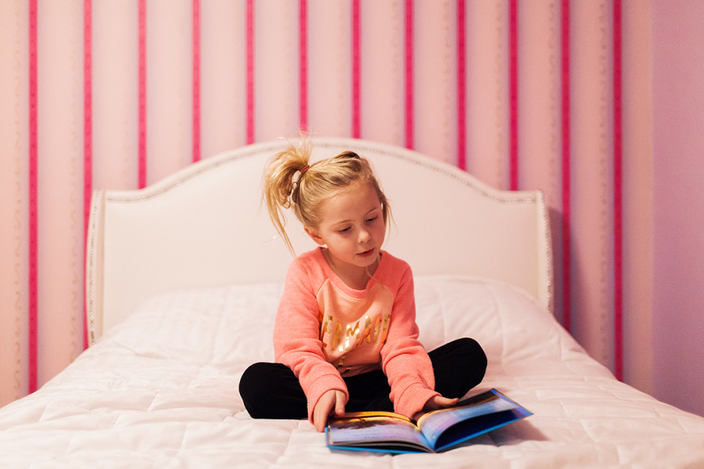 okay so excuse the sort of wonky WB in these, I had to add overhead light since it was so dark in the room this morning and I won't be back before it's dark tonight. blurb: "My almost 7 year old daughter used to have the world's most hodge-podge bed. No headboard or footboard, mismatched bedding, poor placement in her bedroom: it was a photographer's nightmare! So one of her Christmas presents was a whole new bedroom set. We tossed out the old beddding, re-arranged the furniture and put up more artwork. I love it because now I can open the curtains and have gorgeous, directional light fall on her face and she loves it because she feels like such a big kid. And the all white bedding means I can snap a photo just about any time and it will have a clean, minimalist look to it." thanks again Meredith! oh and my website to link is www.rebeccahparksphotography.com